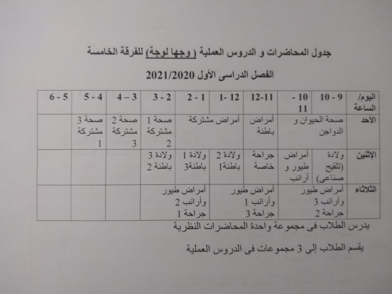 جداول الفرق الدراسية الخمس للعام الدراسى الجديد