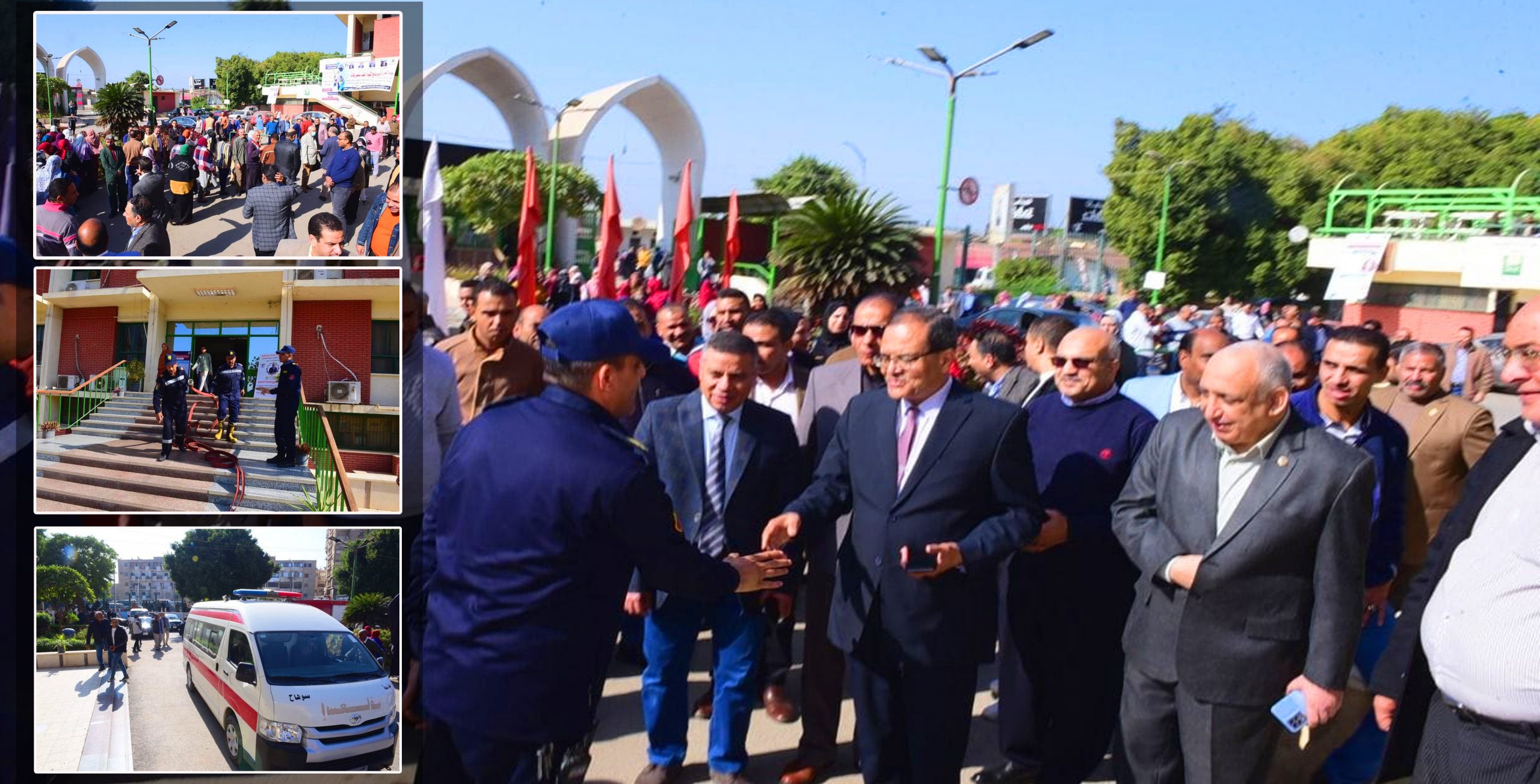 جامعة سوهاج تنفذ خطة الإخلاء التدريبية في حالات الطوارئ بمبني الادارة المركزية￼